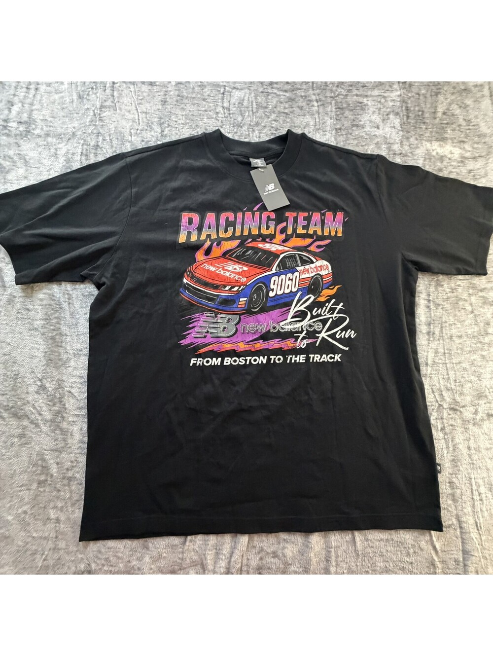 New Balance Racing Team Built To Run Car Graphic T-Shirt Black Men's XL